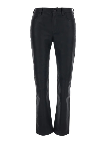 Blugi 'Sophie' Black High-Waisted Jeans with Flared Leg and Logo Patch on the Back in Leather for Women