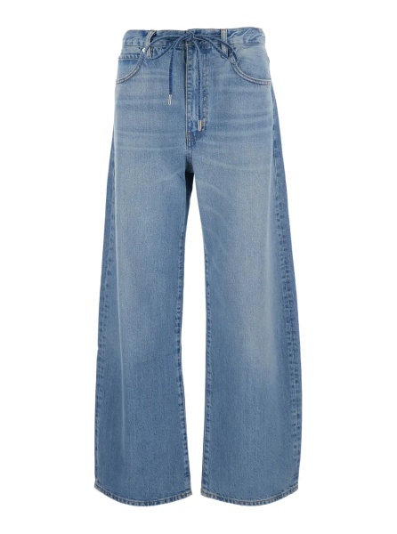 Blugi 'The Off-Duty Drawstring Bow' Blue Jeans with Drawstring Waist and Wide Leg in Denim for Women