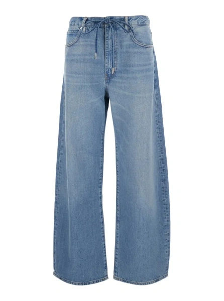 Blugi 'The Off-Duty Drawstring Bow' Blue Jeans with Drawstring Waist and Wide Leg in Denim for Women