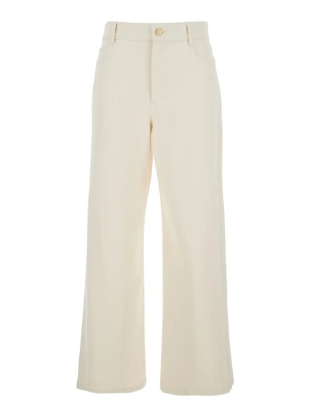 Blugi 'Zarina' White Jeans with Belt Loops and Logo Patch on the Back in Denim for Women