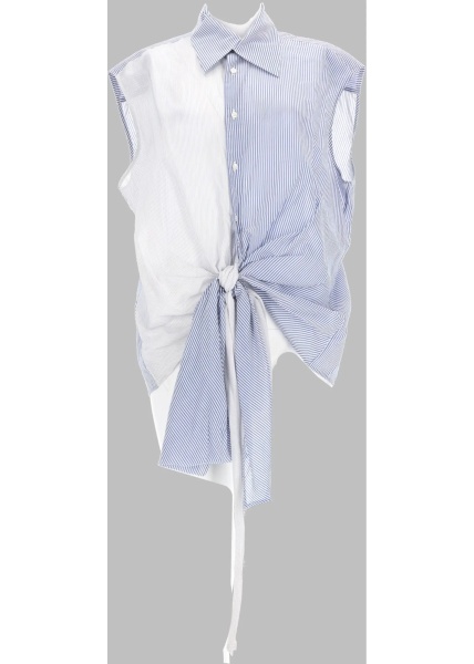 Bluza Camicia Smanicata In Cotone Misto Seta