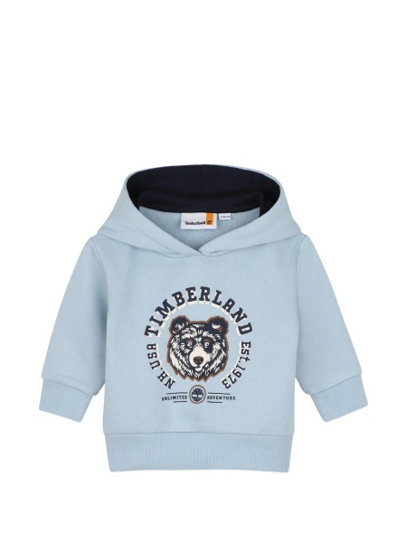 Bluza de trening Timberland albastra din bumbac organic si polyester