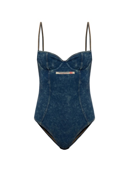 Bluza Diesel albastra din bumbac si spandex/elastan