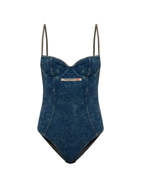 Bluza Diesel albastra din bumbac si spandex/elastan