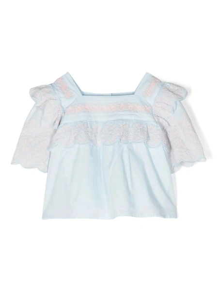 Bluza Stella McCartney albastra din polyester si bumbac