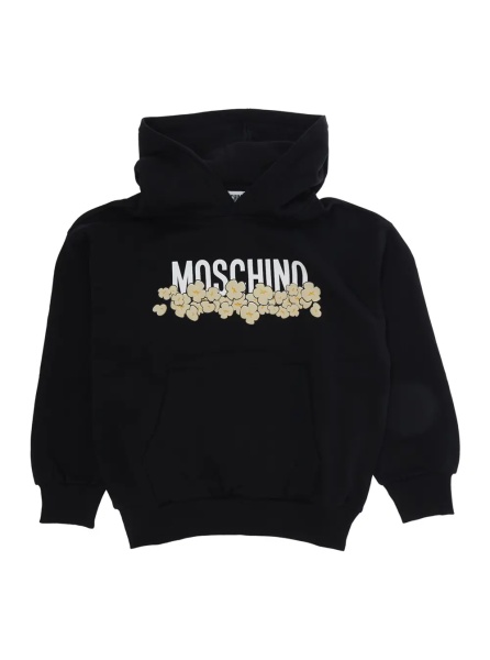 Bluze Black hoodie with logo lettering on the front in cotton Boy