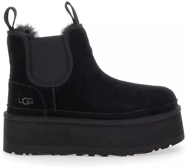Bocanci 'Neumel' Black Ankle Boots With Platform In Suede Leather*