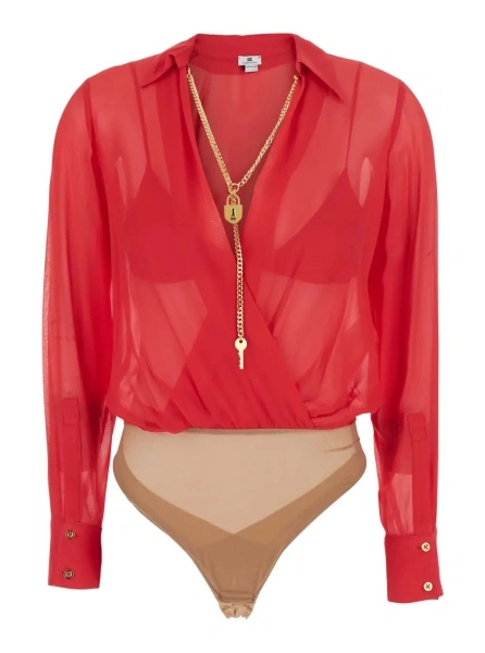Body Elisabetta Franchi rosu din vascoza