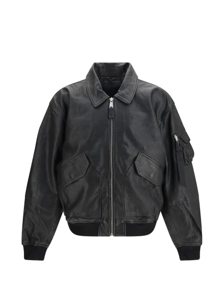 Bomber jacket Alpha Industries neagra din piele