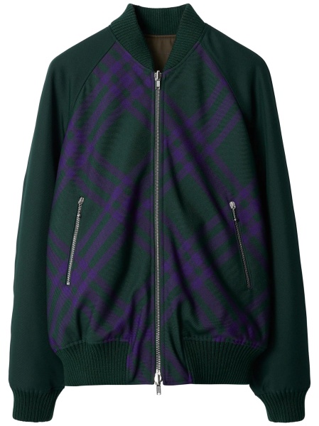 Bomber jacket Burberry maro din polyester si lana