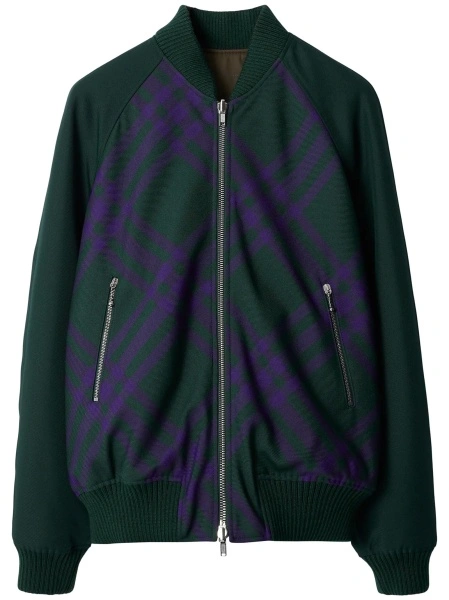 Bomber jacket Burberry maro din polyester si lana