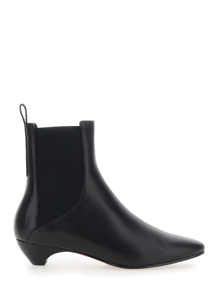 Botine 'Allegra Chelsea' Black Ankle Boots with Elastic Panels in Leather Woman