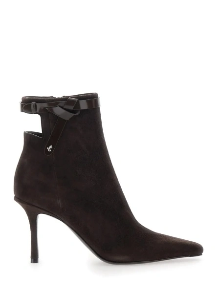 Botine 'Camie' Brown Ankle Boots with Knot Detail in Suede Woman