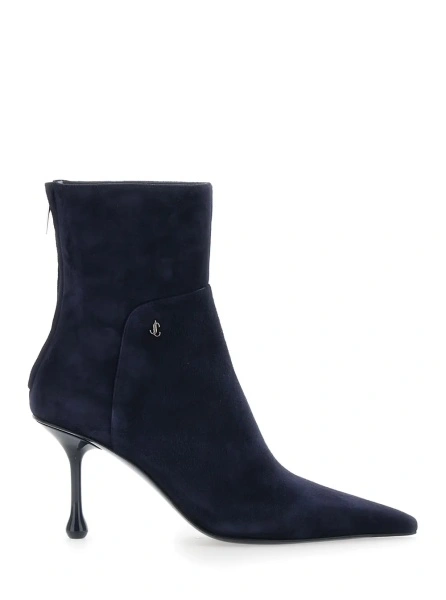 Botine 'Cycas' Blue Ankle Boots with Stiletto Heel and Side Zip Closure in Suede for Women