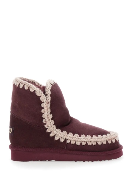 Botine 'Eskimo' Bordeaux Ankle Boots with Crochet Details and Logo Patch on the Rear in Suede Woman