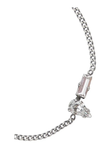Bratari Bracelet 'Opyum' with Rhinestones and Charm in Silver Brass for Men