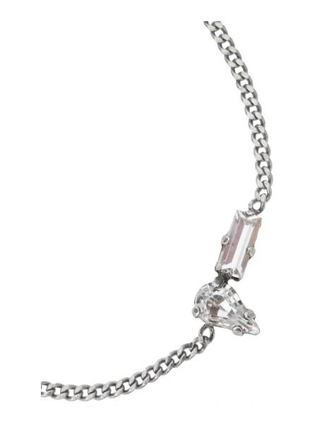 Bratari Bracelet 'Opyum' with Rhinestones and Charm in Silver Brass for Men