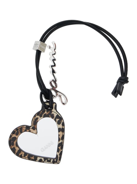 Brelocuri 'Bou Heart' Brown Mirror with Logo Lettering Pendant and Leopard Motif in Metal Woman