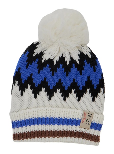 Caciula multicolor Hat with logo patch in wool-blend boy