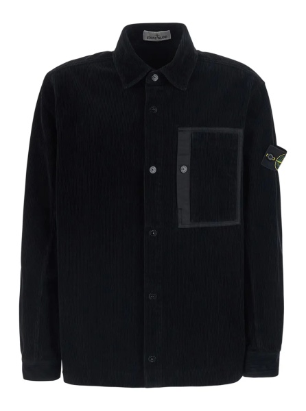 Camasa Black Jacket with patch pocket on the front and logo patch on the front in corduroy for men