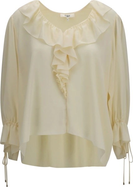 Camasa casual Ruffled V-Neck Shirt