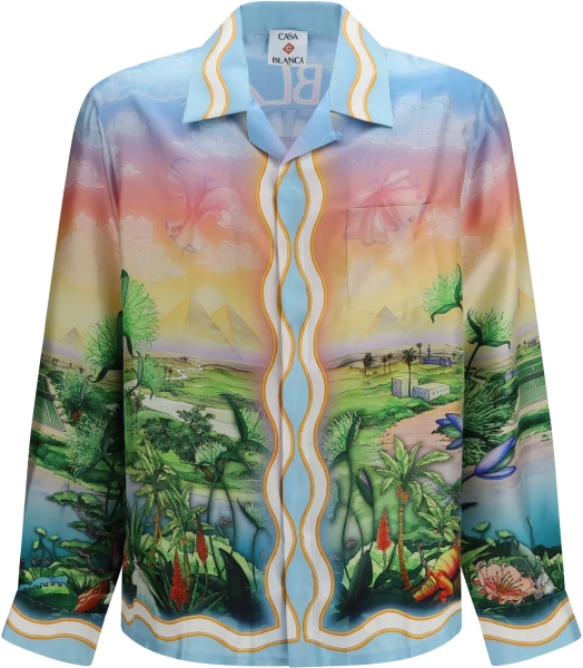 Camasa casual Tennis Club printed silk twill Shirt