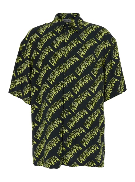 Camasa 'Creeper' multicolor Shirt with classic collar and all-over logo motif in viscose for men
