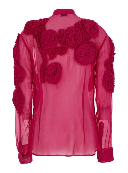 Camasa Dries Van Noten roz din matase