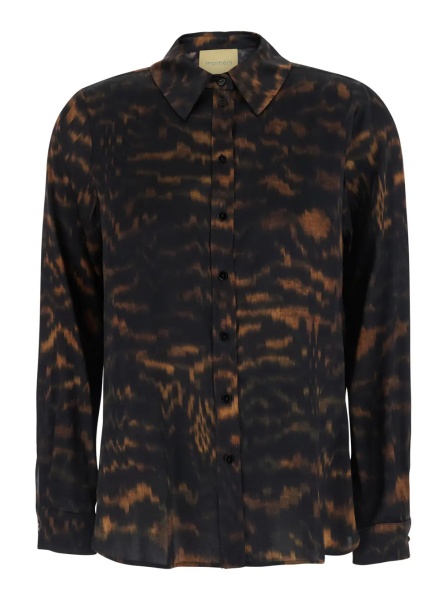 Camasa MOMONÌ multicolor Shirt with classic collar and all-over fade print in silk for women