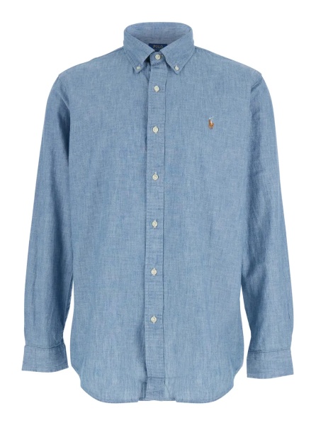 Camasa Shirt with Classic Collar and Logo Detail on the Front in Light Blue for Men