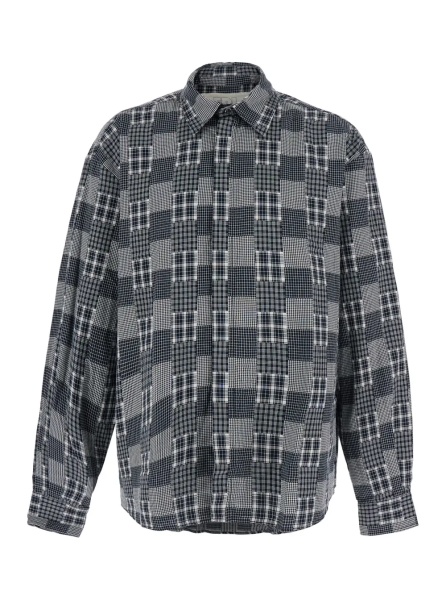 Camasa UNISEX PLAID LONG SLEEVED SHIRT WOVEN with long sleeves, in cotton, gray color, unisex