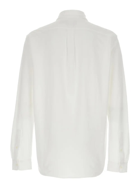 Camasa White Shirt with Button-Down Collar and Pony Embroidery on the Front in Cotton Piquet for Men