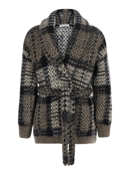Cardigan Brunello Cucinelli multicolor din mohair si lana