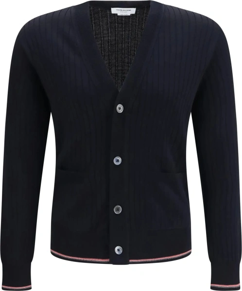 Cardigan Thom Browne albastru din lana merino