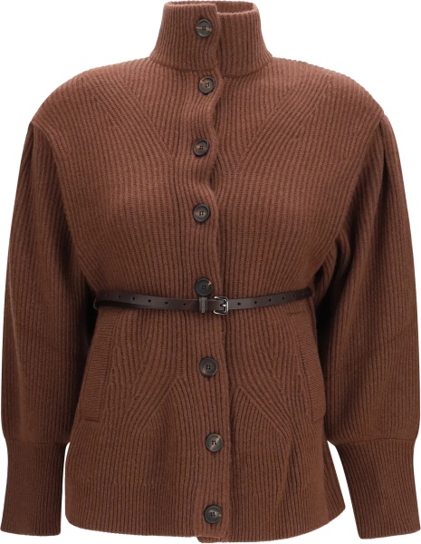 Cardigane High neck Cardigan with belt