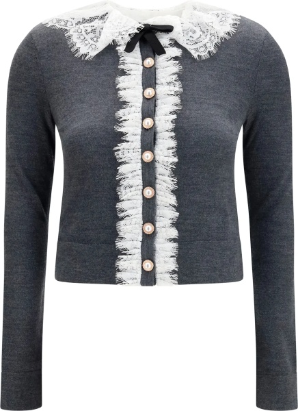 Cardigane Knit Cardigan with lace collar