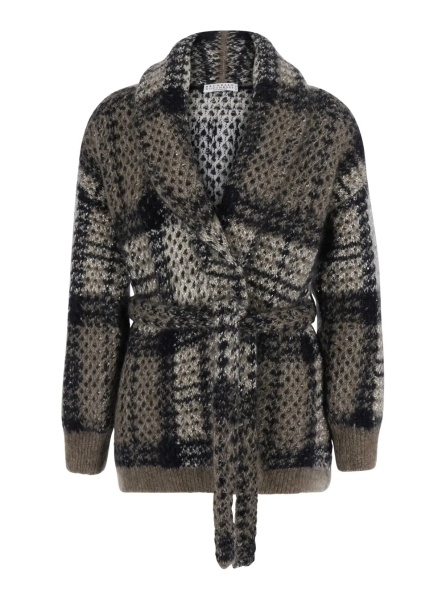 Cardigane Multicolor Cardigan with belt and all-over applied sequins in mohair and wool Blend women