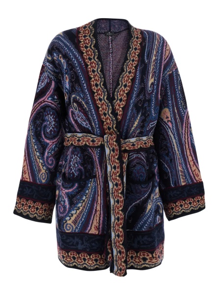 Cardigane Multicolor Cardigan with V-neck and all-over print in Blend wool for women