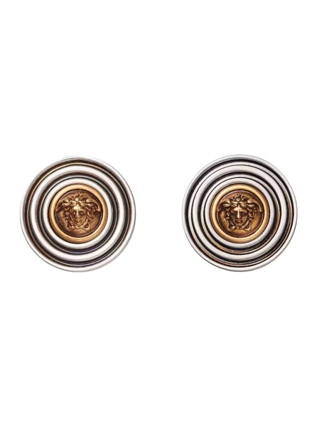 Cercei Metallic Earrings with round design and Medusa head in metal for men