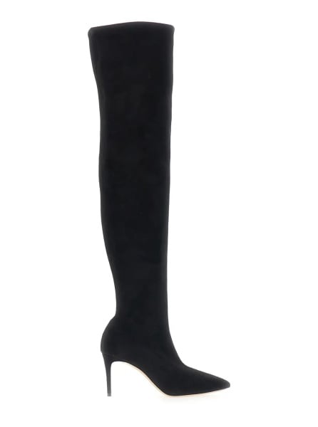 Cizme 'JULIA' black High boots with pointed design in eco-suede for women