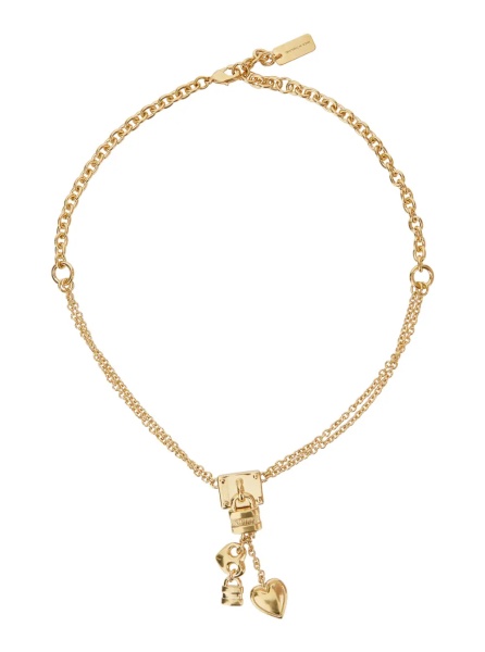 Coliere Gold-colored Necklace with Pendant Charms and Chain Design in Brass for Women