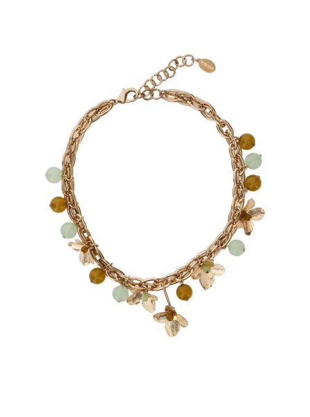 Coliere Necklace 'FLOWER + STONE' in Metallic Metal for Women