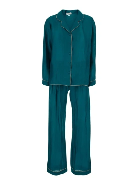 Costum Blue Suit with shirt and Pants in silk blend Woman