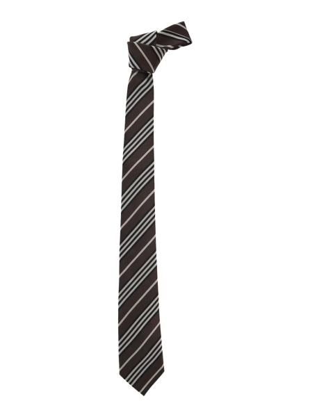 Cravate brown Tie with all-over stripe motif in silk for men