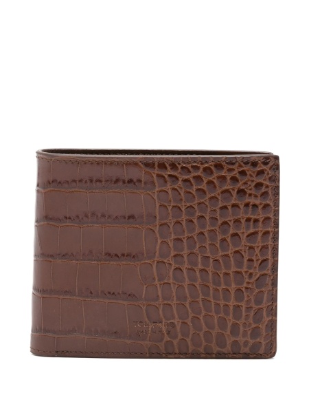 Crocodile print leather wallet