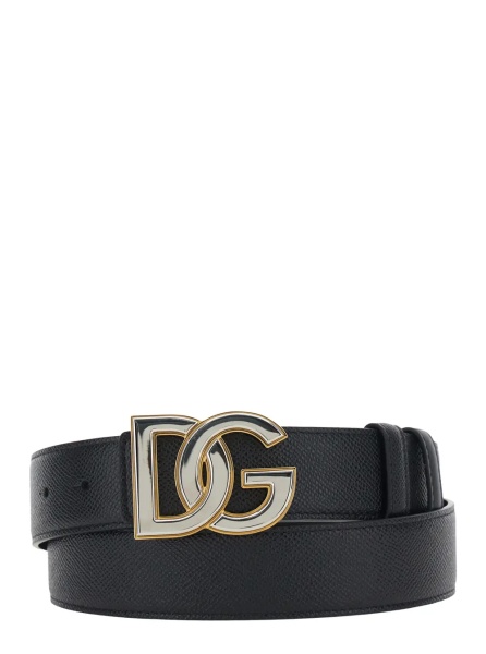 Curea Black Belt with Logo Buckle in Leather for Men