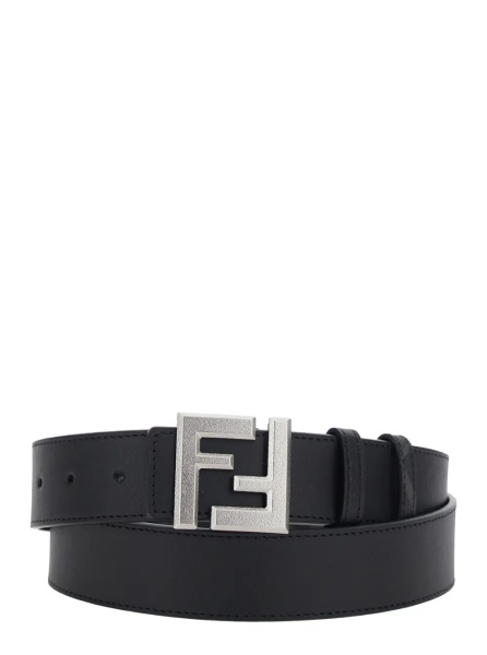 Curea Black Reversible Belt with Square FF Buckle in Leather Man