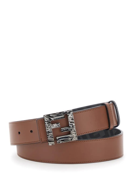 Curea Brown Reversible Belt with FF Buckle Closure in Leather Man