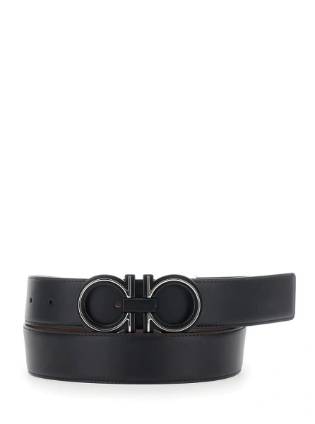 Curea Ferragamo neagra din piele