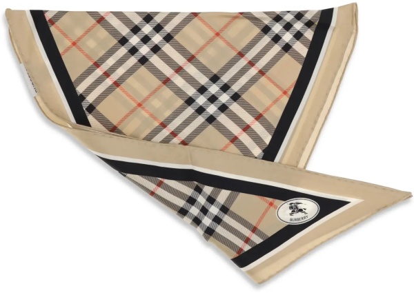 Esarfa Check silk Scarf with Knight Stamp